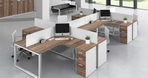 Plywood White Modular Office Workstation 2